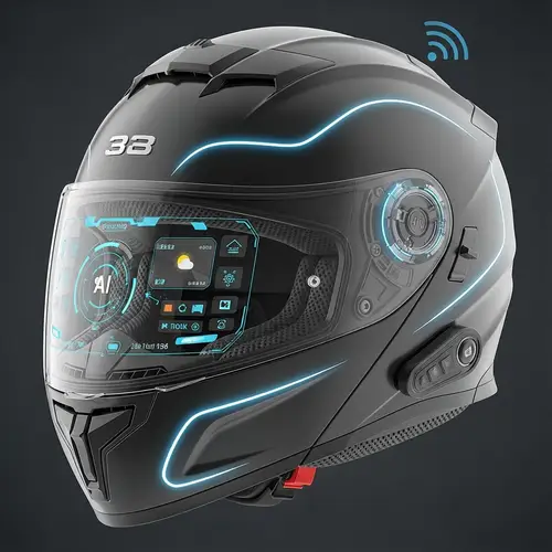 Futuristic AI-Powered Motorcycle Helmet