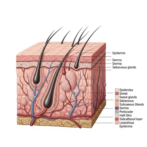 Detailed Illustration of Human Skin Layers | High-Resolution Cross-Section