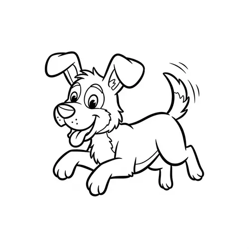 Playful Dog Cartoon for 7-Year-Old to Color
