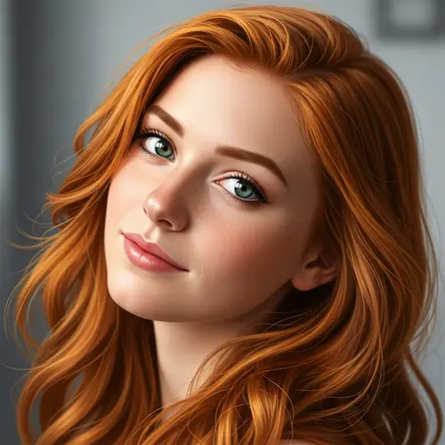 Vibrant Red-Haired Young Woman | Realistic Portrait