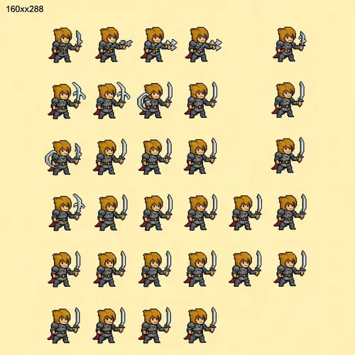 Pixel Art Sprite Sheet for Dungeons & Dragons Character
