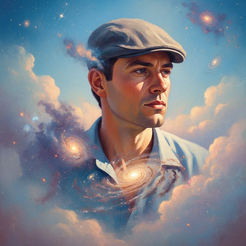 Dreamy Celestial Impressionist Portrait of Man | Cosmic Vibes