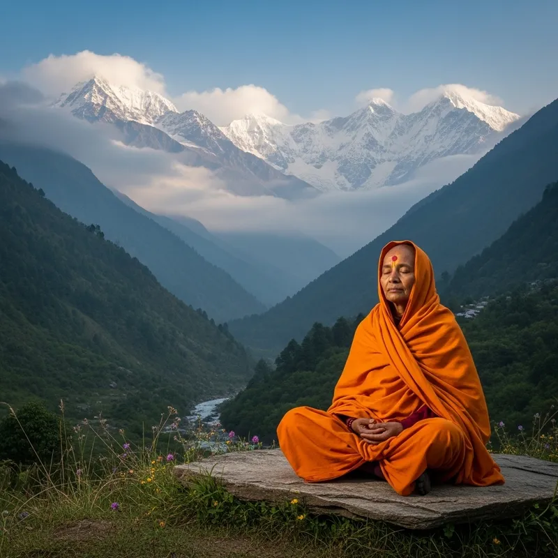 Dalai Lama Meditating in the Himalayas