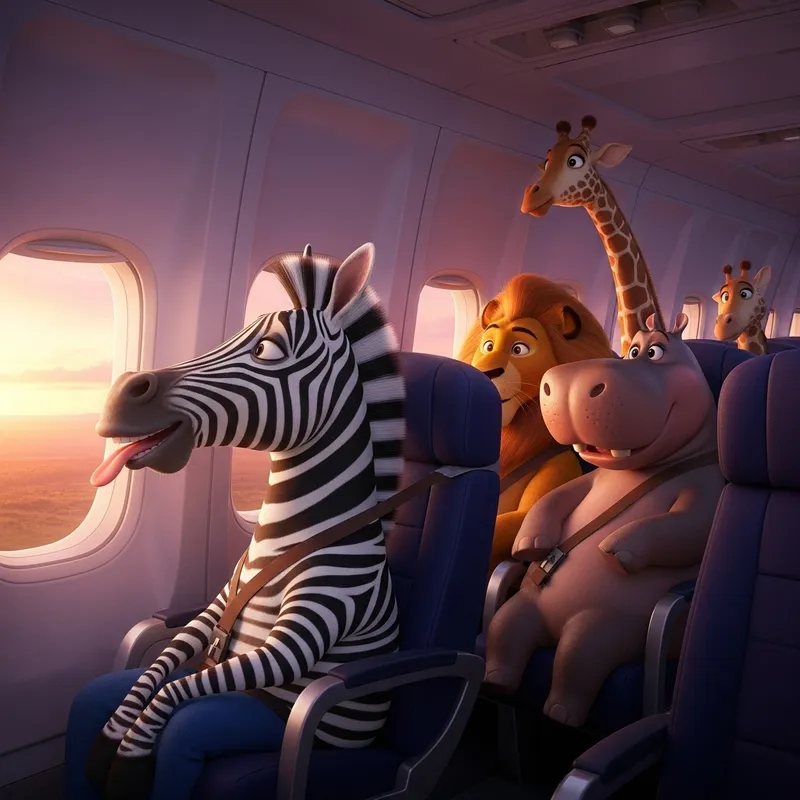 Zebra Marty's Thrilling Plane Ride with Famous Friends