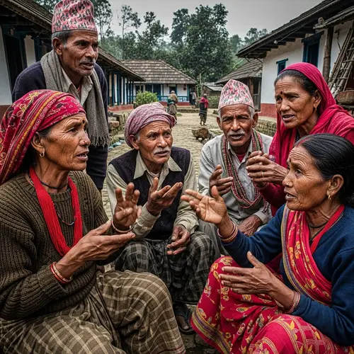 Vibrant Indian Villagers in Heated Discussion