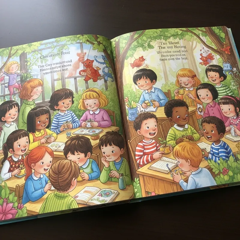 Whimsical & Vibrant Children's Book Illustrations with Realistic Characters & Intricate Details