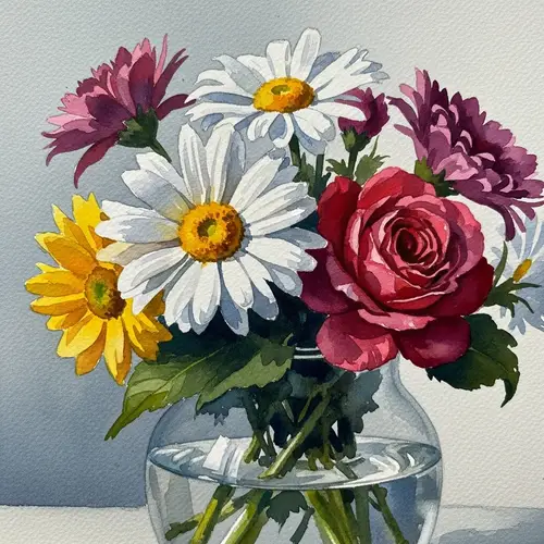 Impressionist Style Bouquet: Watercolor Still Life Art