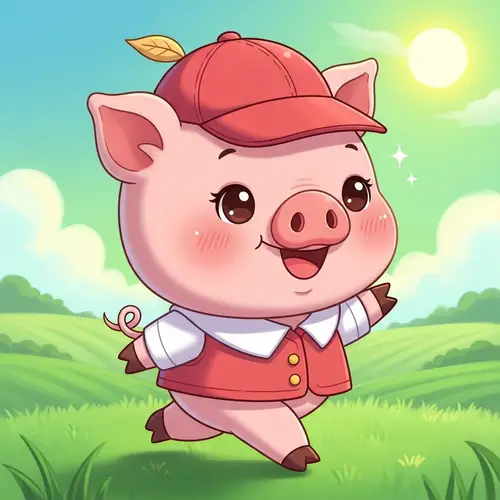 Adorable Piglet Cartoon: Innocence & Charm in Pastel Pink
