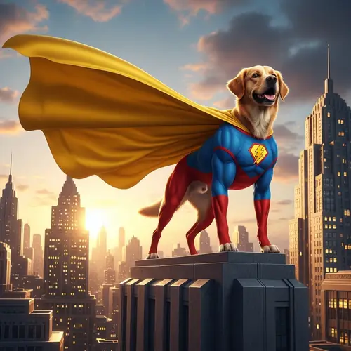 Superhero Dog in Colorful Costume | Classic Superhero Theme