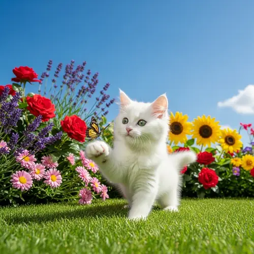 Adorable White Kitten Playing in Garden | Best Kitten Moments