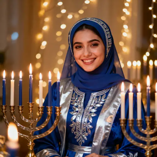 Stunning Hanukkah Celebration with Model in Blue & Silver