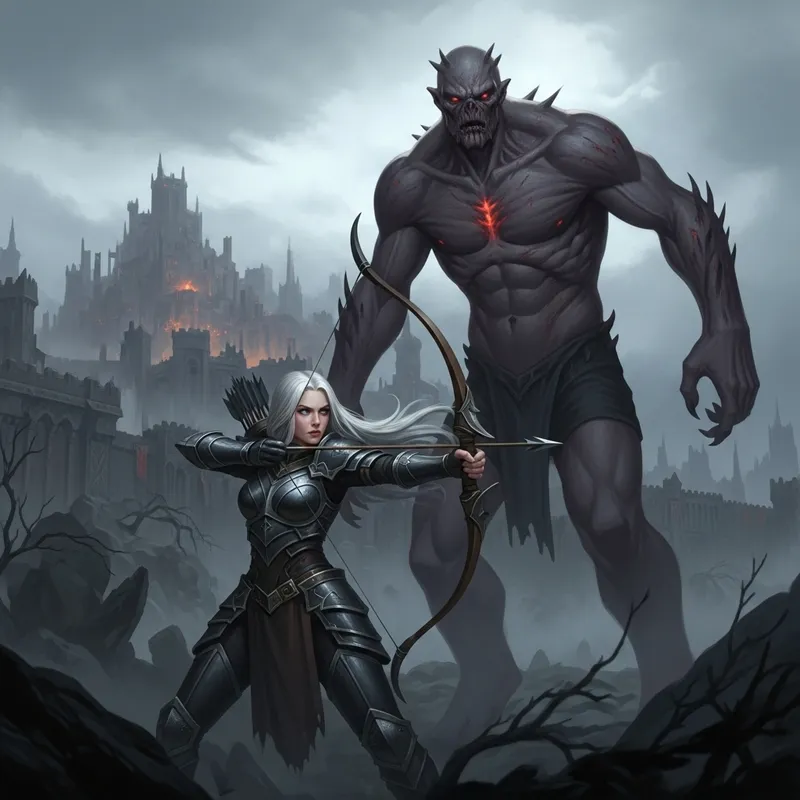 Drow Ranger Defends Against Titan | Epic Battle Scene