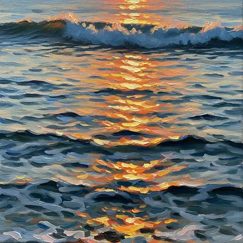 Ocean Waves Impressionist Painting Inspo