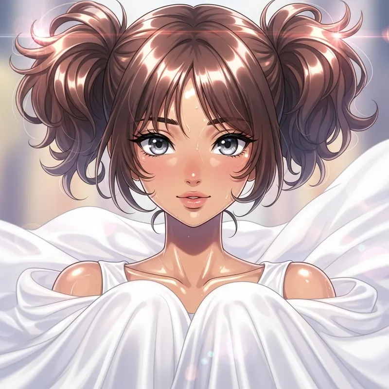 Jelly Anime Style Art of South Asian Girl with Grey Eyes