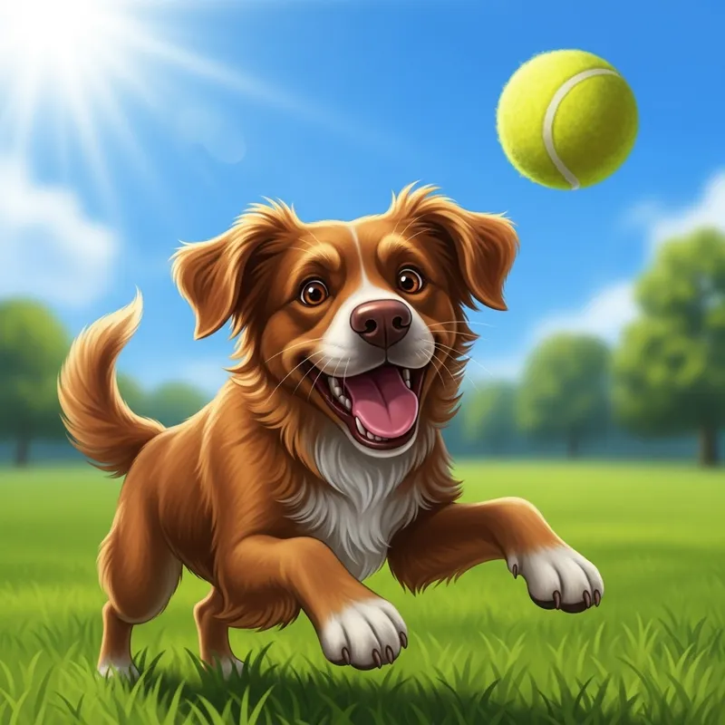 Happy Dog Playing Fetch in Park