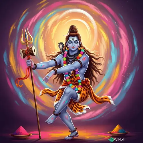 Divine Presence of Lord Shiva in Vibrant Holi Celebration