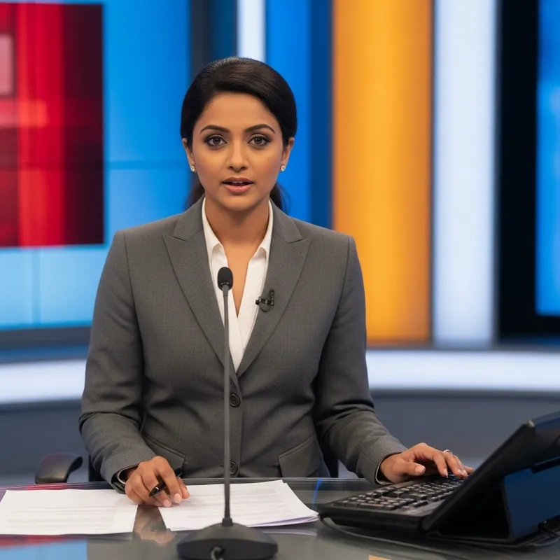 Professional Indian News Anchor: Confidence & Style