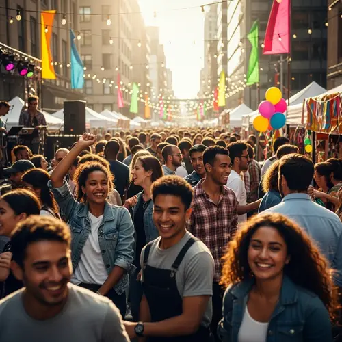 Vibrant and Diverse Street Photography at Festive Event