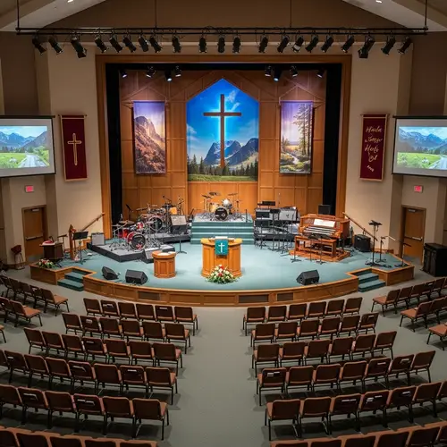 Vibrant Stage Design for Performance | Band Setup & Pulpit