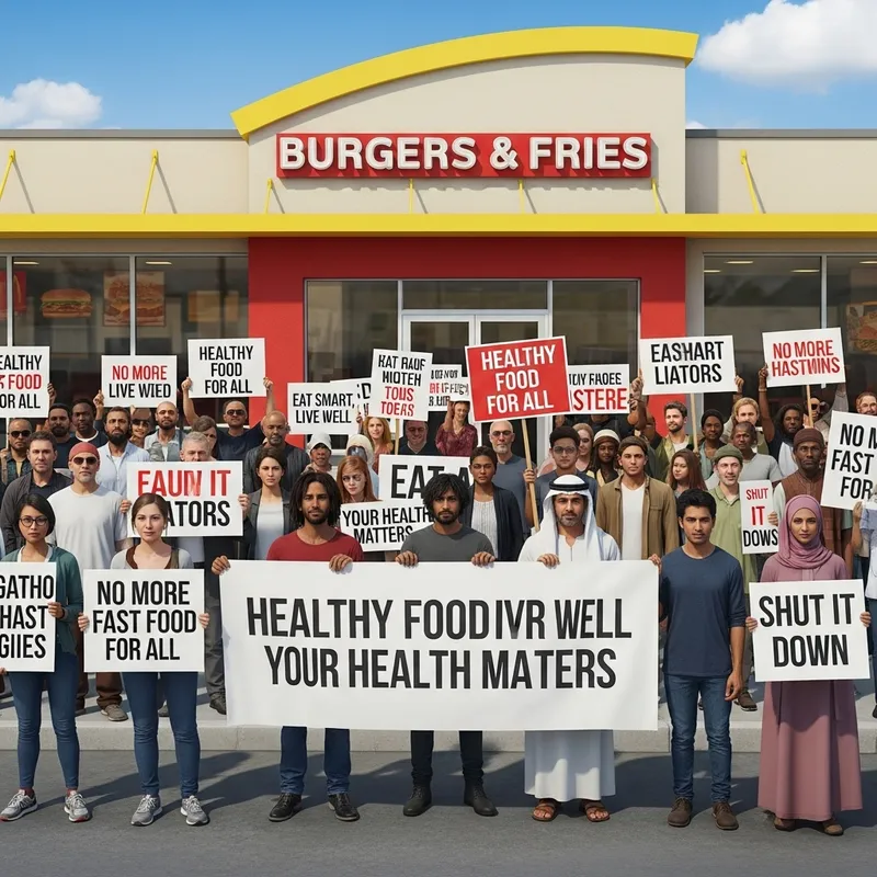 Diverse Crowd Boycotts Fast-Food Chain in Protest