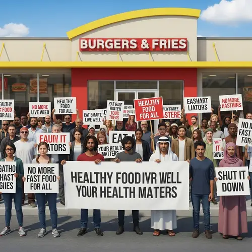 Peaceful Protest Outside Fast-Food Restaurant