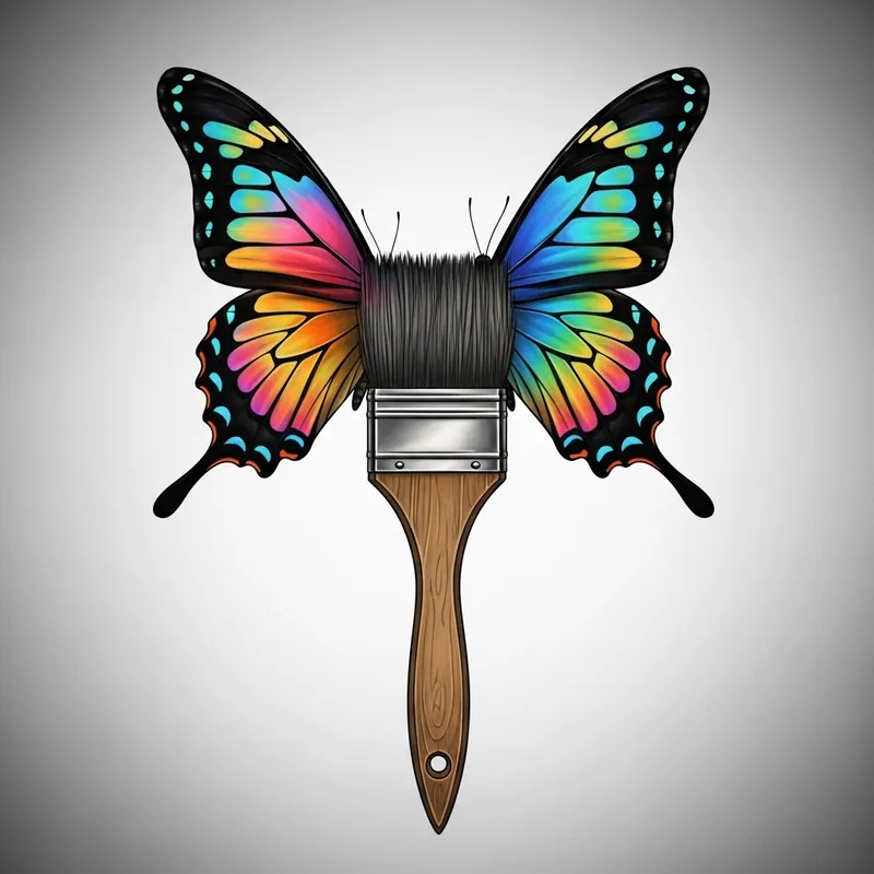 Butterfly Wings Paintbrush Tattoo Design Inspiration