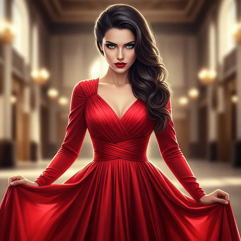 Fiery Elegance: The Girl in a Red Dress Fiery Elegance: The Girl in a Red Dress