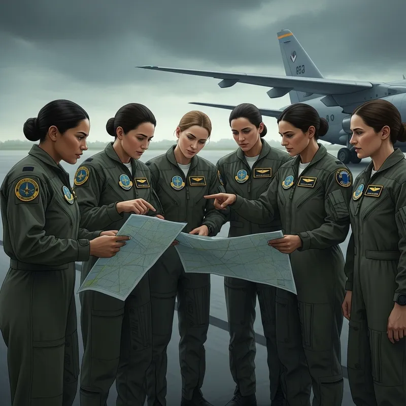 Military Women Pilots at Airfield: Training in Focus