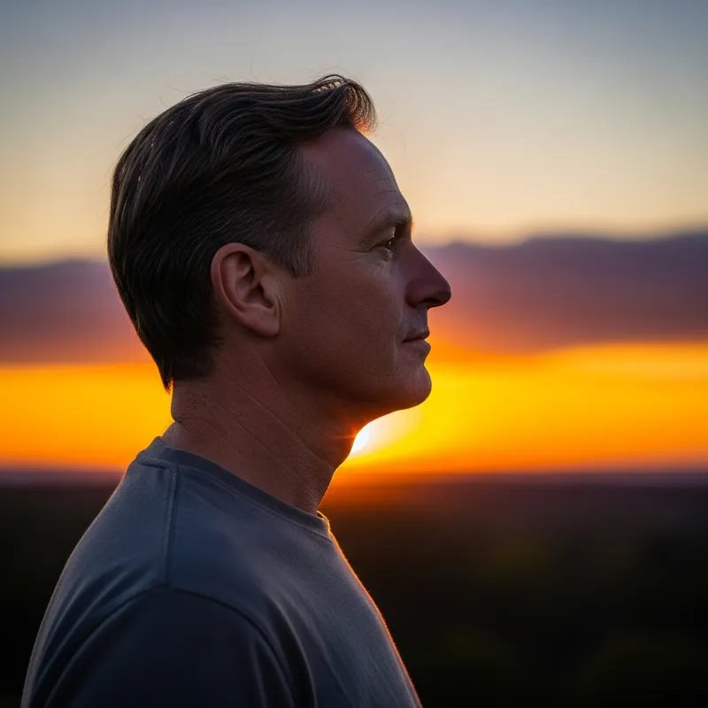 Male Profile in Sunset | Tranquil Landscape Beauty