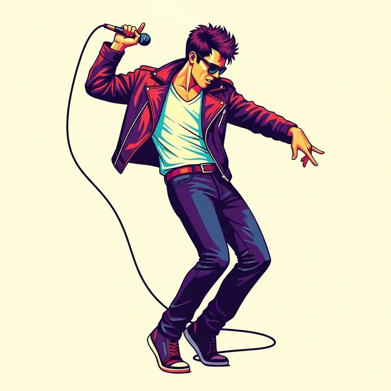 Charismatic Iconic Male Pop Singer in Vibrant Pop Art Style