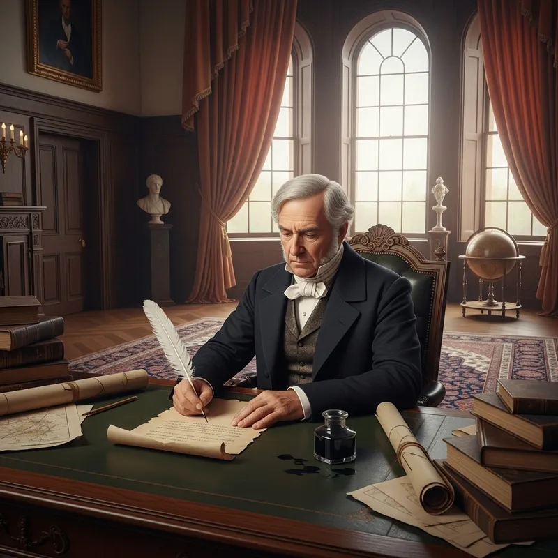 Andrew Jackson Writing at Resolute Desk in Oval Office with Quill Pen Andrew Jackson Writing at Resolute Desk in Oval Office with Quill Pen