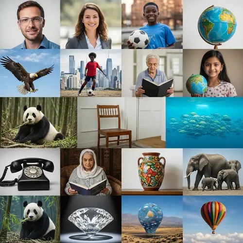 AI Tools Detecting Faces, Animals, Objects: Visual Montage