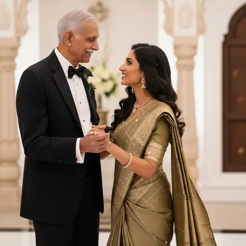 Elegant Indian Dance: Elderly Man and Young Woman in Classic Attire