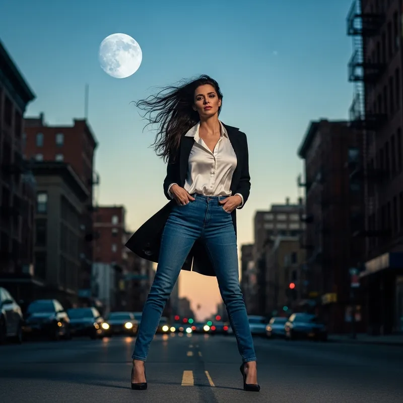 70's Noir Style City Scene at Dusk