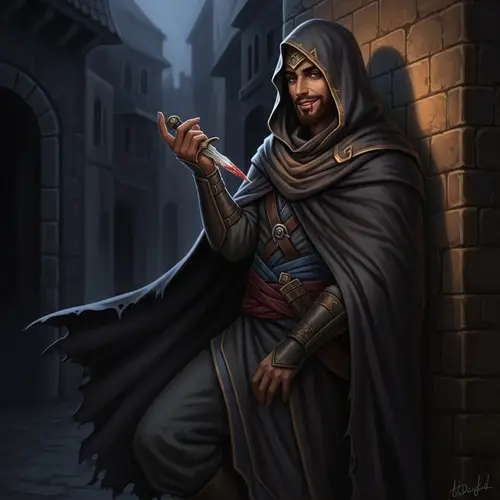 Male Middle-Eastern Assassin Thief in Dark City - RPG Character