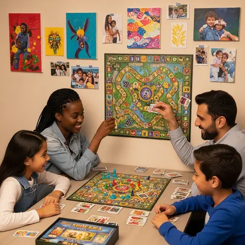 Diverse Family Enjoy Wall-Mounted Board Game Together