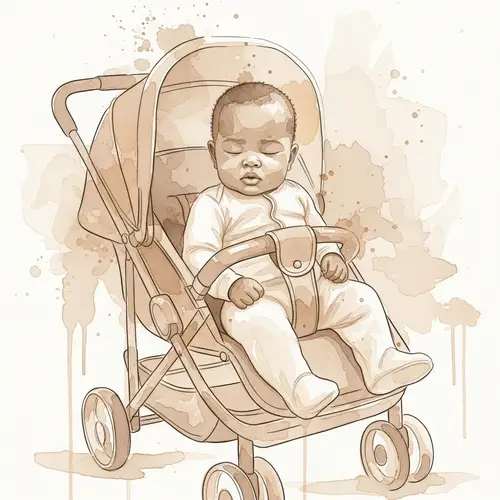 Abstract Watercolour Image of Black Baby in Beige Tones