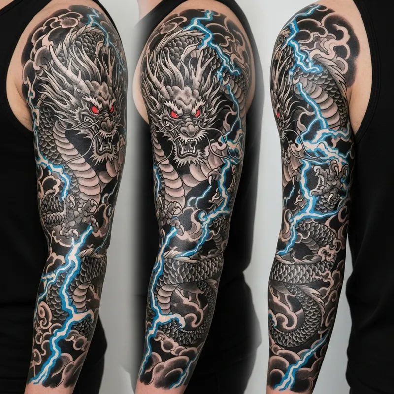 Realistic Chinese Dragon Arm Tattoo Design
