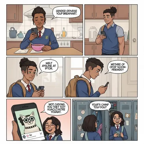 Gender-Diverse Senior Student's School Day: A Comic Strip Story