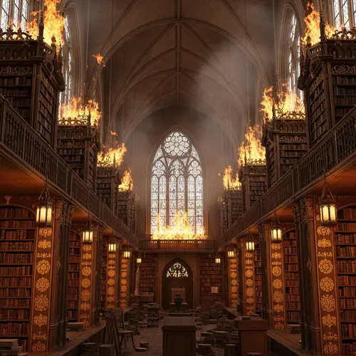 Devastating Fire Consumes Medieval Library | Haunting Scene
