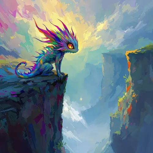 Surreal Otherworldly Creature on a Cliffside