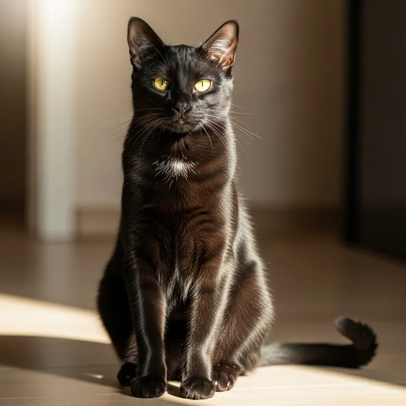 Enigmatic Black Cat | Glistening Fur & Yellow Eyes