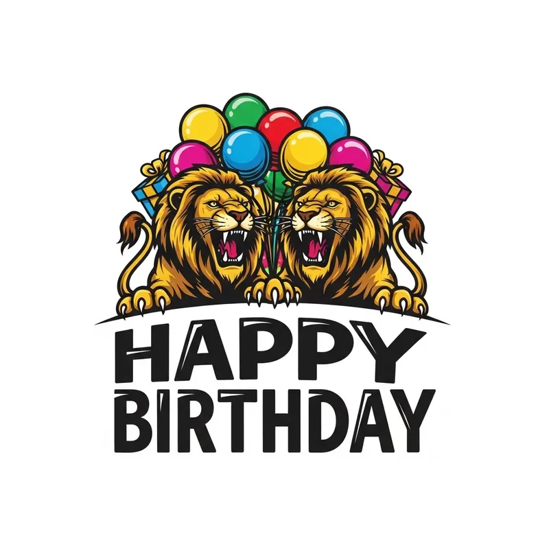 Vibrant Roaring Lion Logo Design for Birthday Celebration