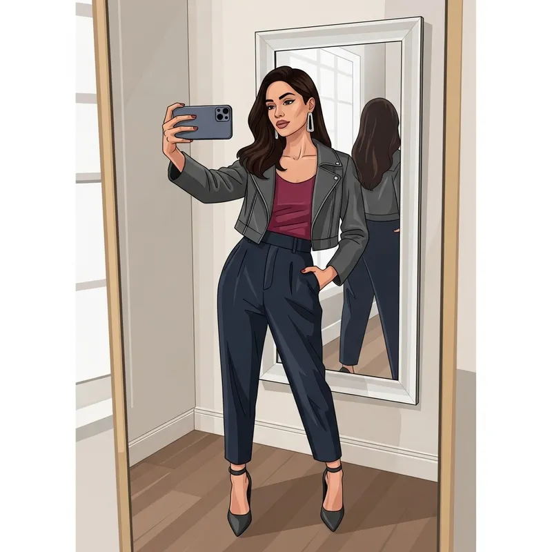 Stylish Woman Taking Instagram Selfie | Full-Body Shot Stylish Woman Taking Instagram Selfie | Full-Body Shot