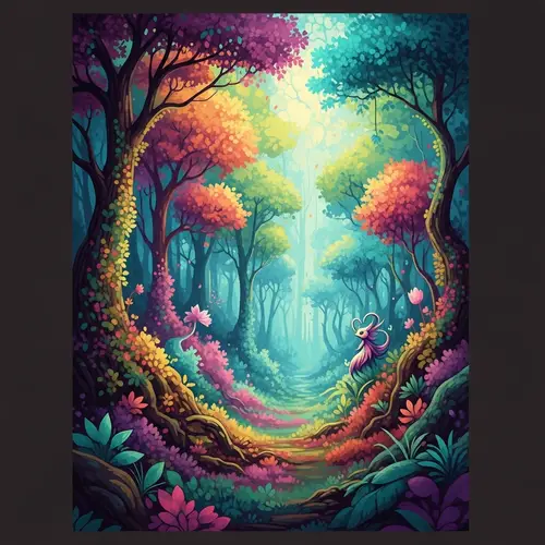 Enchanting Mystical Forest with Whimsical Creature | Digital Painting