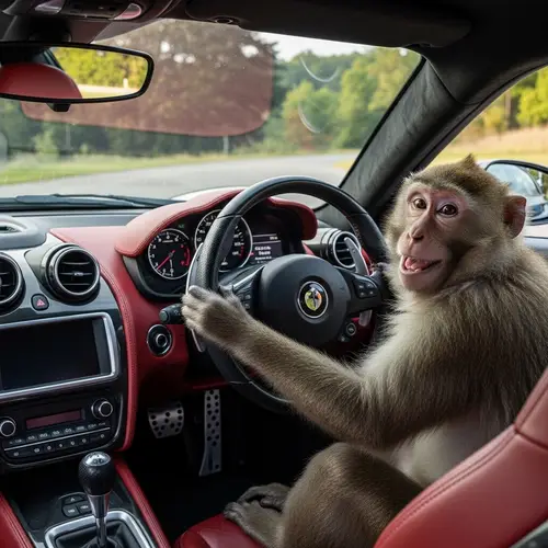 Monkey in Ferrari: Luxury Red Interior | High-Speed Engineering