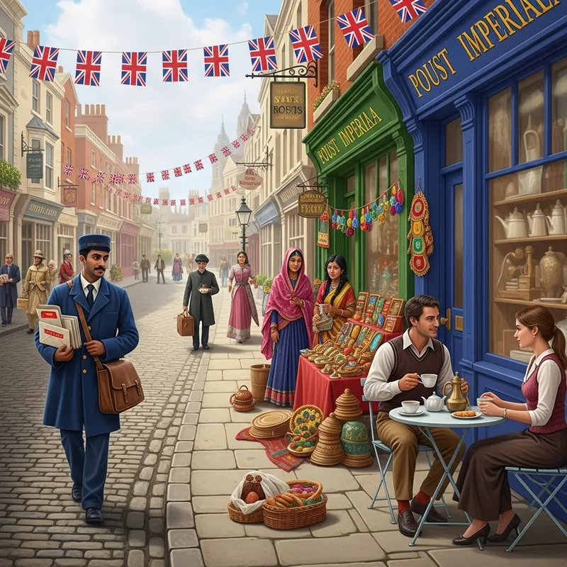 British Imperialism in Historical Victorian Street Scene
