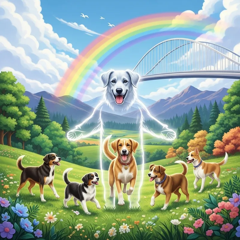 Dog's Joyful Journey Across the Rainbow Bridge