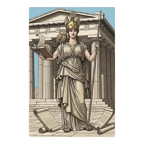Athena Greek Goddess Holding Book - Mythology Insights