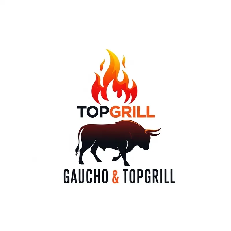 Modern Logo Design: Fire & Bull Symbols - Gaucho & TopGrill